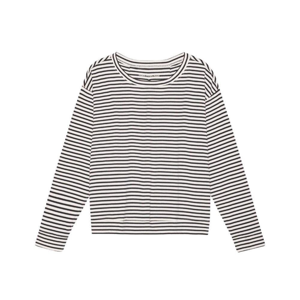 Moments stripe langærmet t-shirt - ecru/moonless night